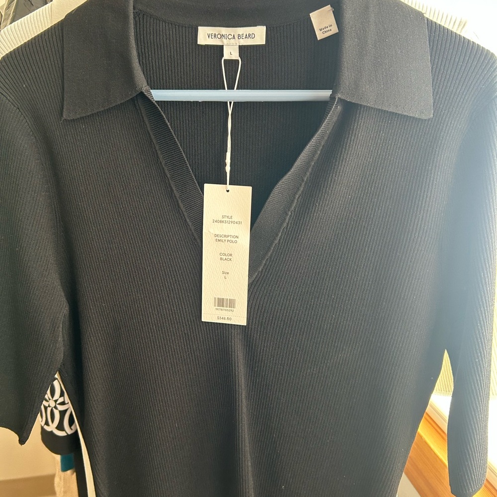 Veronica Beard Black Ribbed Knit Top